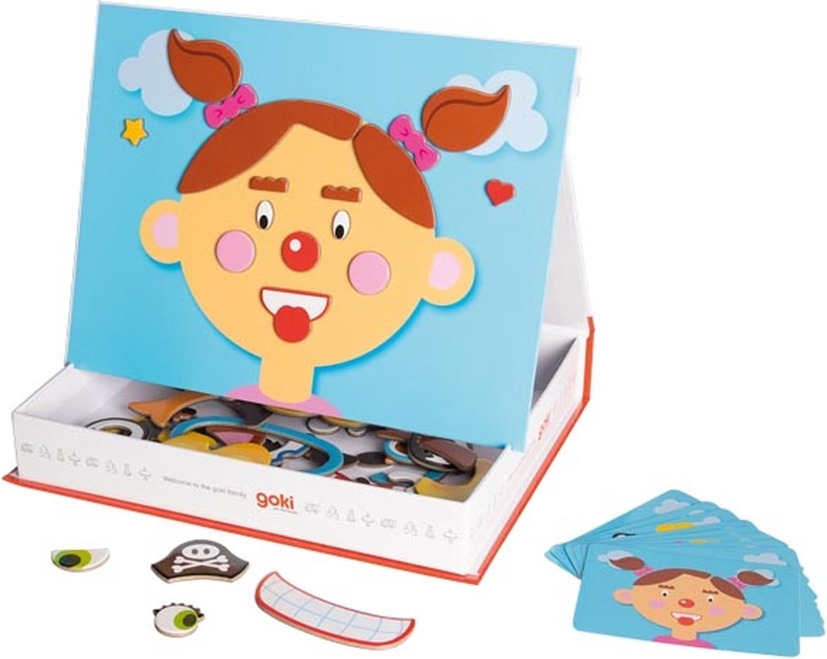 Magnetic game, funny faces girl