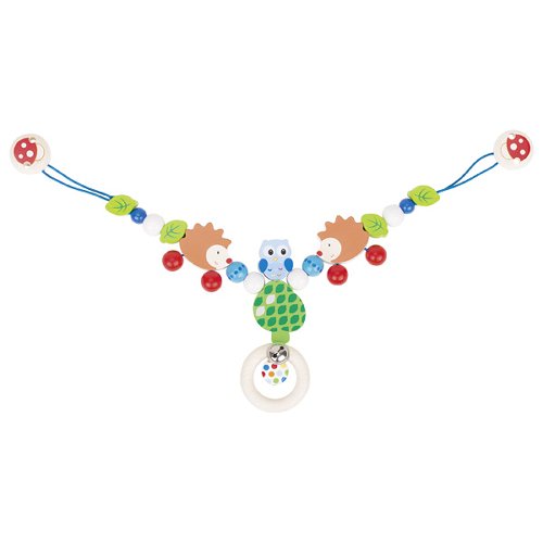 Pram Chain Hedgehog and Owl with Clips