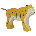 Wooden tiger toy on a white background