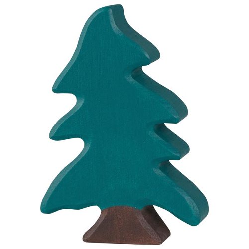 Teal wooden tree figure on a white background