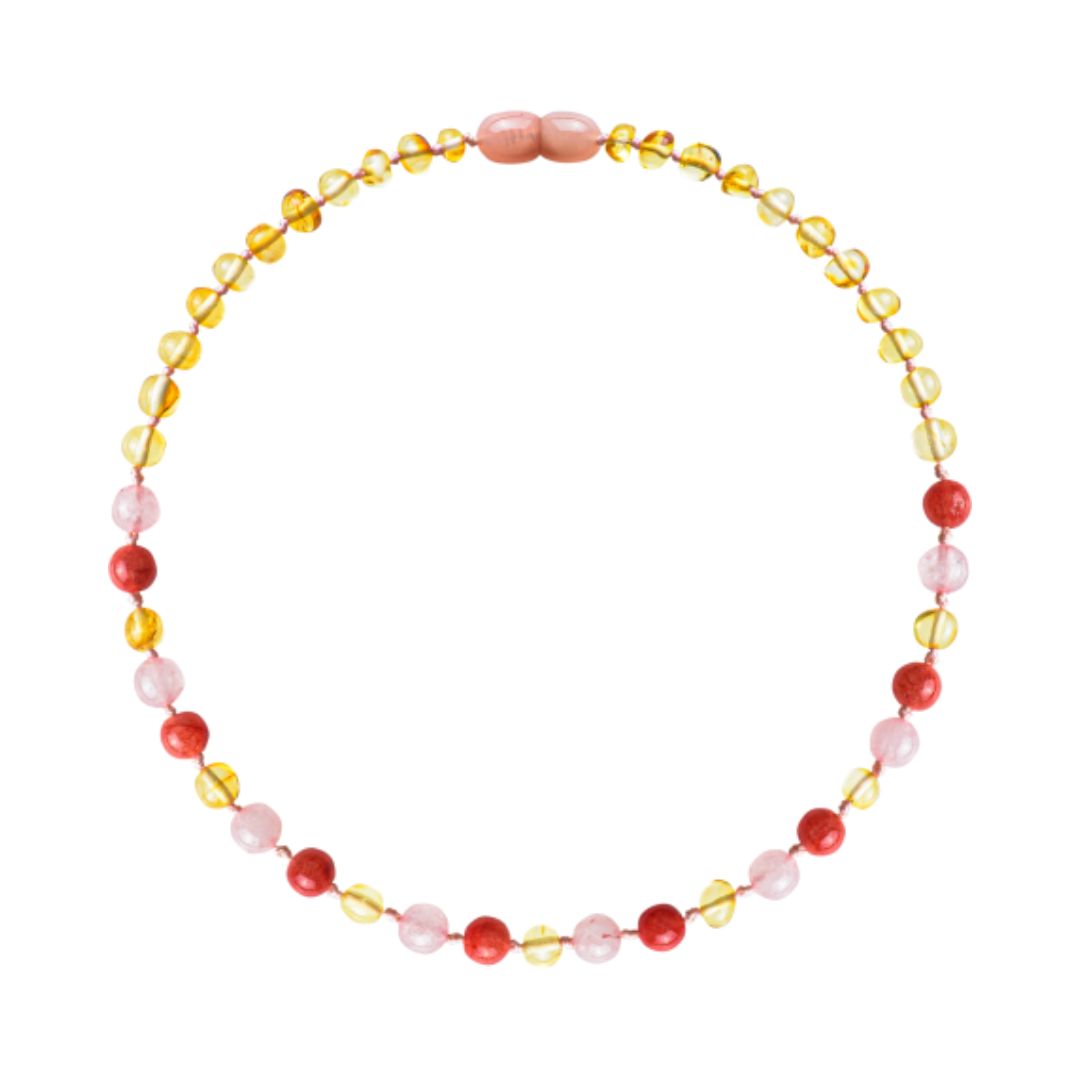 Amber Baby & Toddler Necklace - Lemon • Rose Quartz • Coral