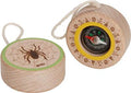 Wooden compass with spider design and compass center on a white background