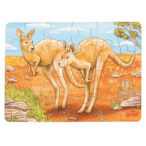 Jigsaw puzzle with kangaroo design on a colorful background