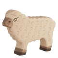 Wooden sheep figure on a white background