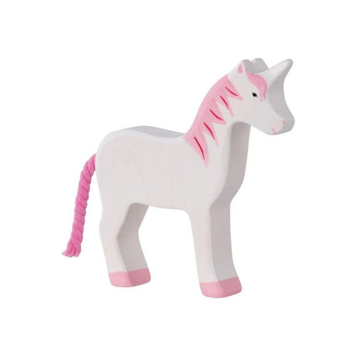 Wooden Unicorn White with pink tail and manes. 