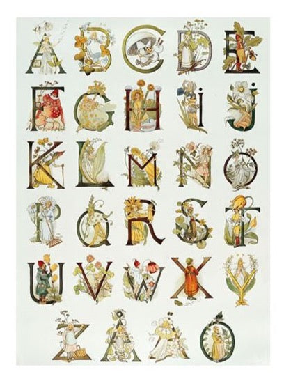 Ottilia Adelborg Alphabet - Postcard-Greeting & Note Cards-Hjelms-7393182163285-Stardust-Store