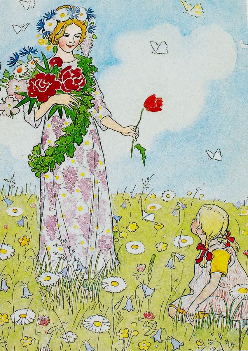 Elsa Beskow Midsummer Fairy - Postcard-Spring - Summer Postcards-Hjelms-7393182160598-Stardust-Store